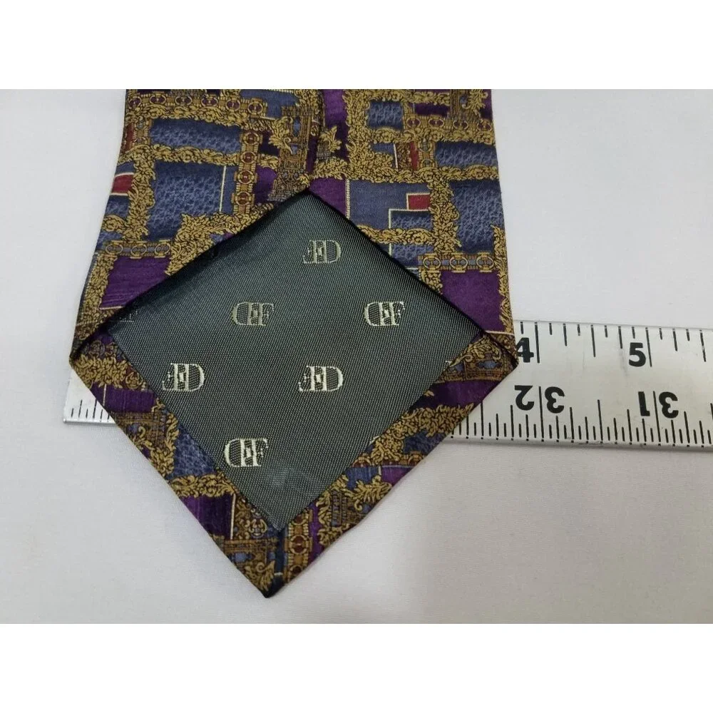 Daniel De Fasson Mens Necktie Geometric Pattern Silk Tie